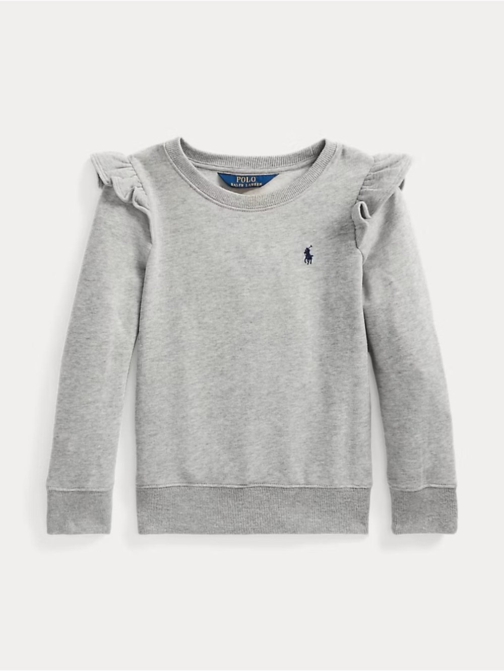 Ralph Lauren Girls' Gray Ruffled Shoulder Sweatshirt Size: 4/4T